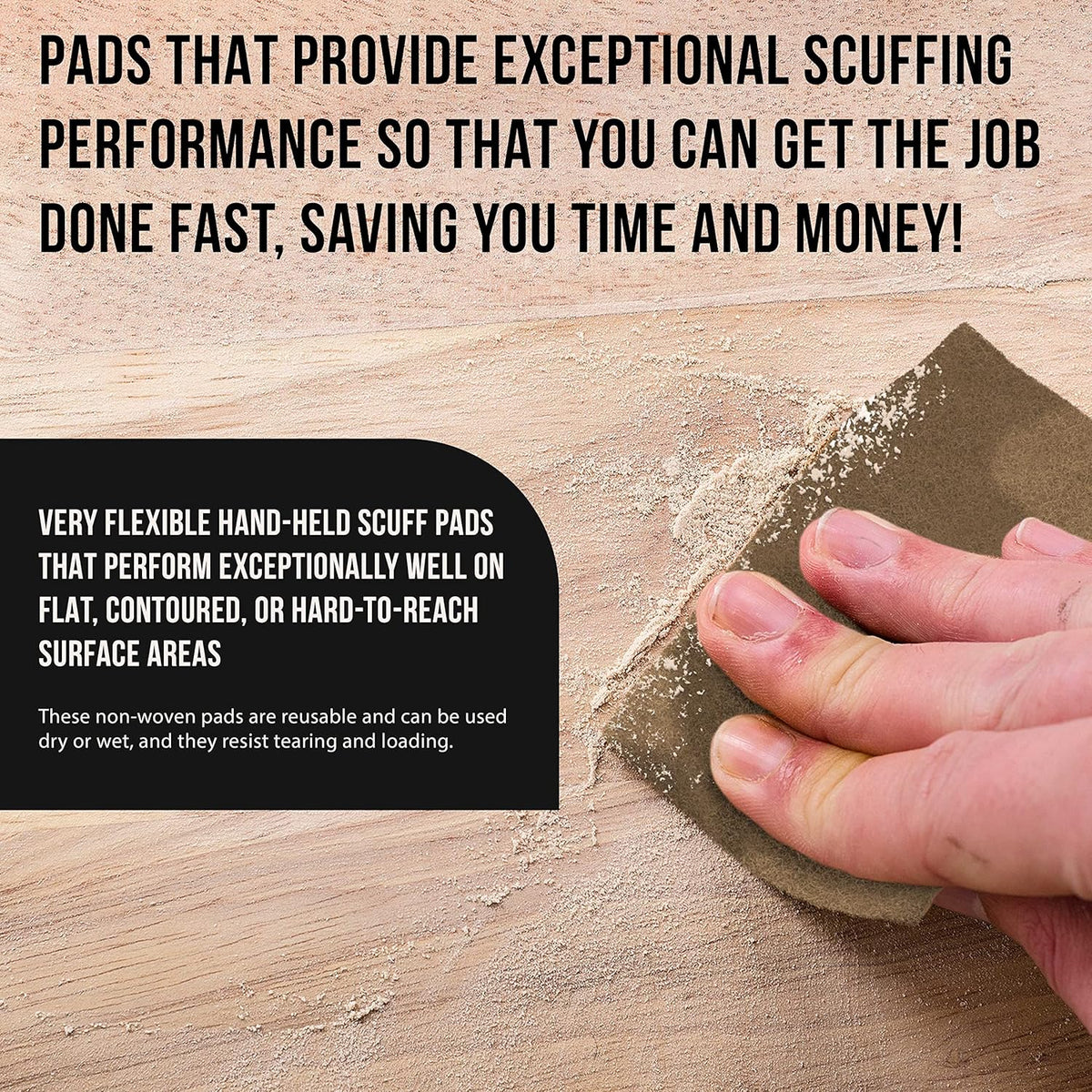 Dura-Gold Premium 6" x 9" Gold Coarse Scuff Pads, Box of 10 - Scuffing, Scouring, Sanding, Paint