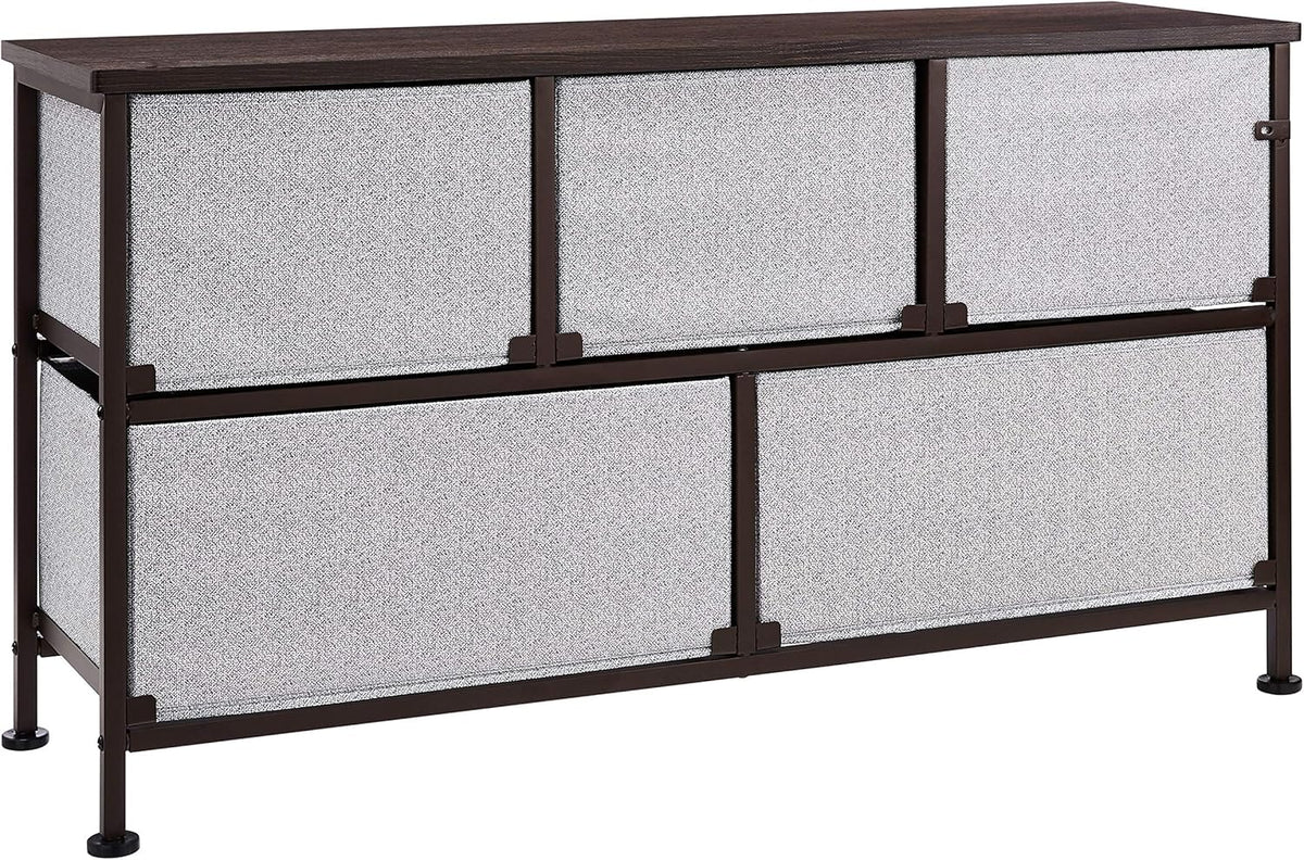 Amazon Basics Extra Wide Fabric 5-Drawer Storage Organizer Unit for Closet, Bronze