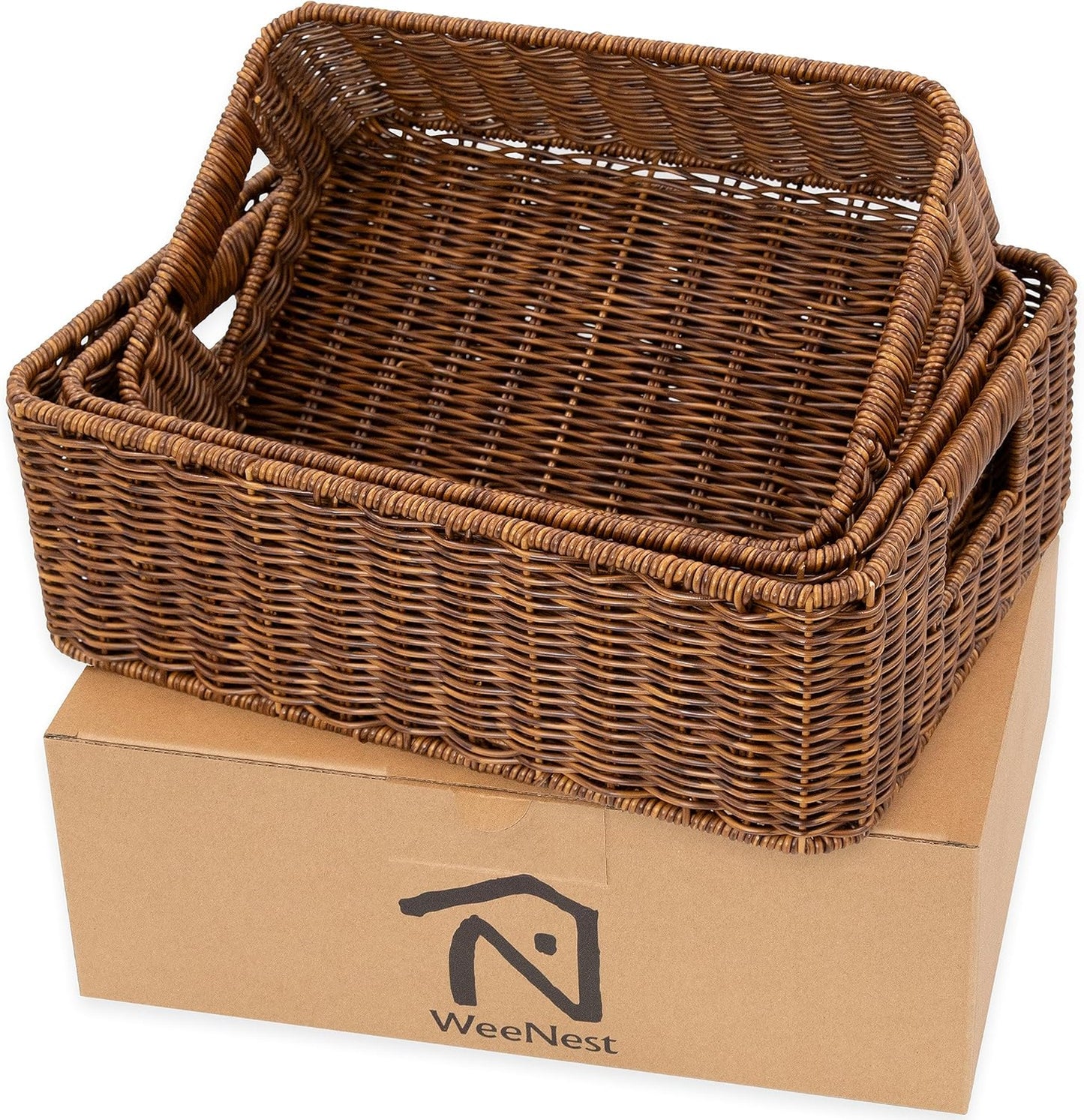 Baskets for Organizing, Undershelf Wicker Storage, Hand Woven Organizer for Closet Organization