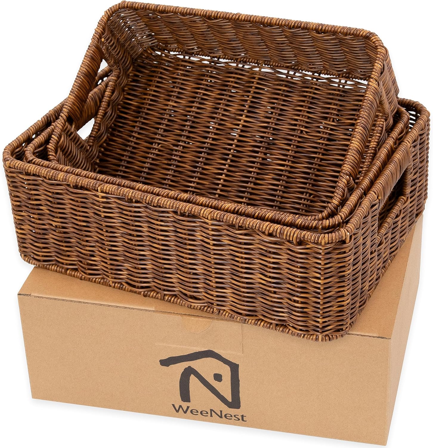 Baskets for Organizing, Undershelf Wicker Storage, Hand Woven Organizer for Closet Organization