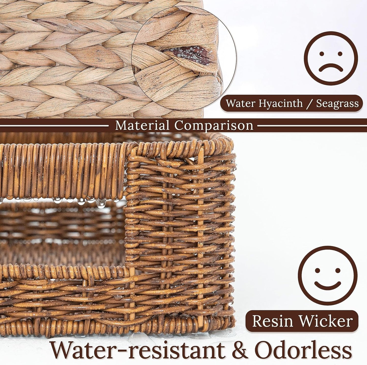 Baskets for Organizing, Undershelf Wicker Storage, Hand Woven Organizer for Closet Organization