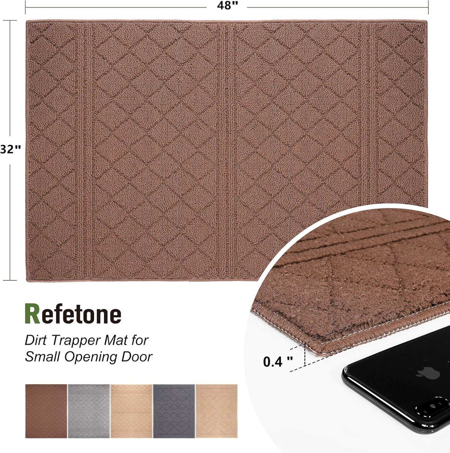 REFETONE Indoor Doormat, Front Back Door Mat 32"x48" Absorbent Rubber Backing Non Slip Door Mats