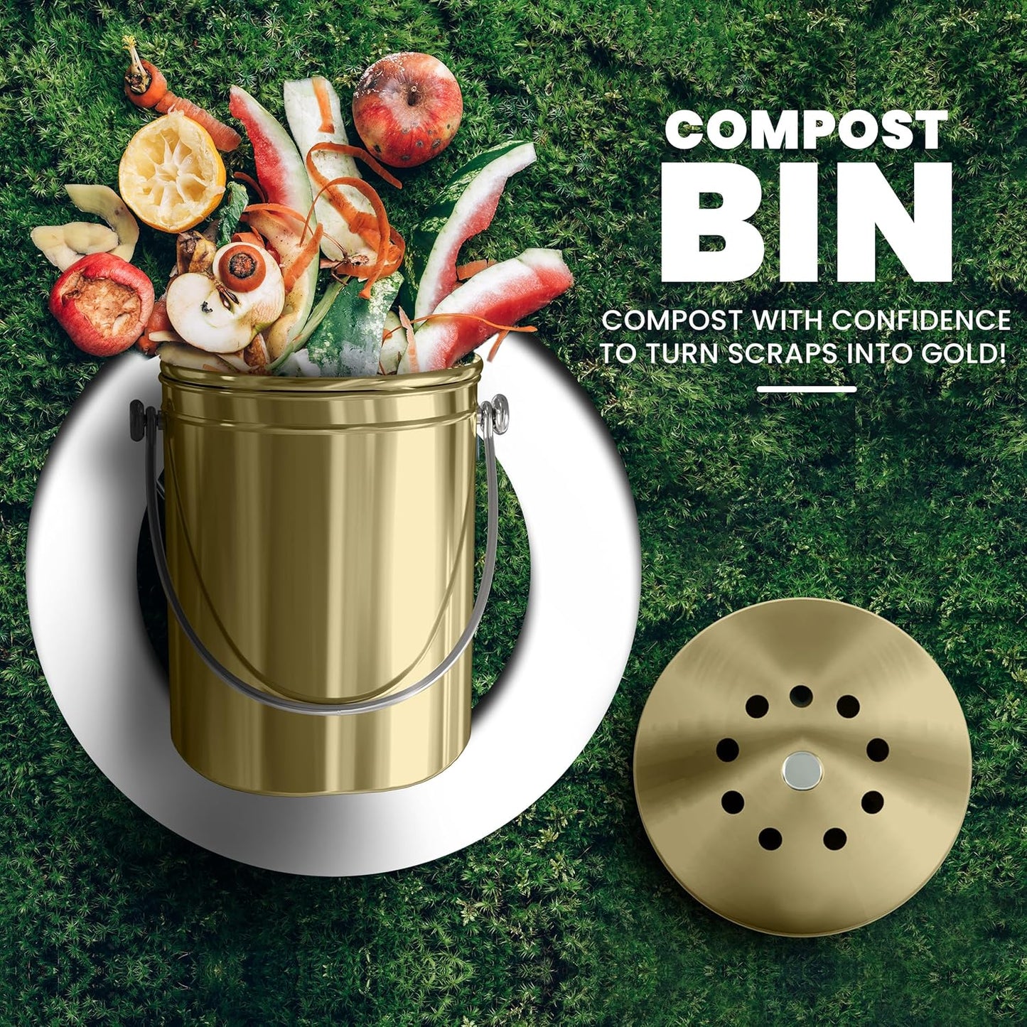 Utopia Kitchen Compost Bin for Kitchen Countertop - 1.3 Gallon Compost Bucket for Kitchen with Lid