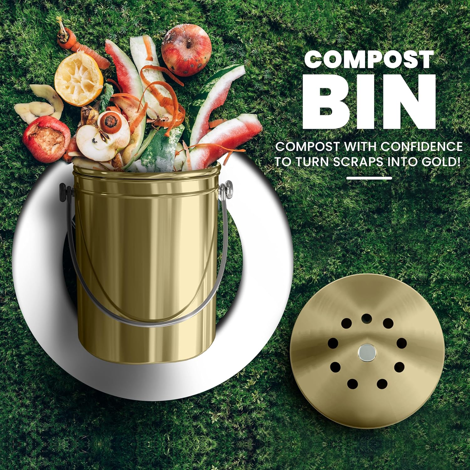 Utopia Kitchen Compost Bin for Kitchen Countertop - 1.3 Gallon Compost Bucket for Kitchen with Lid