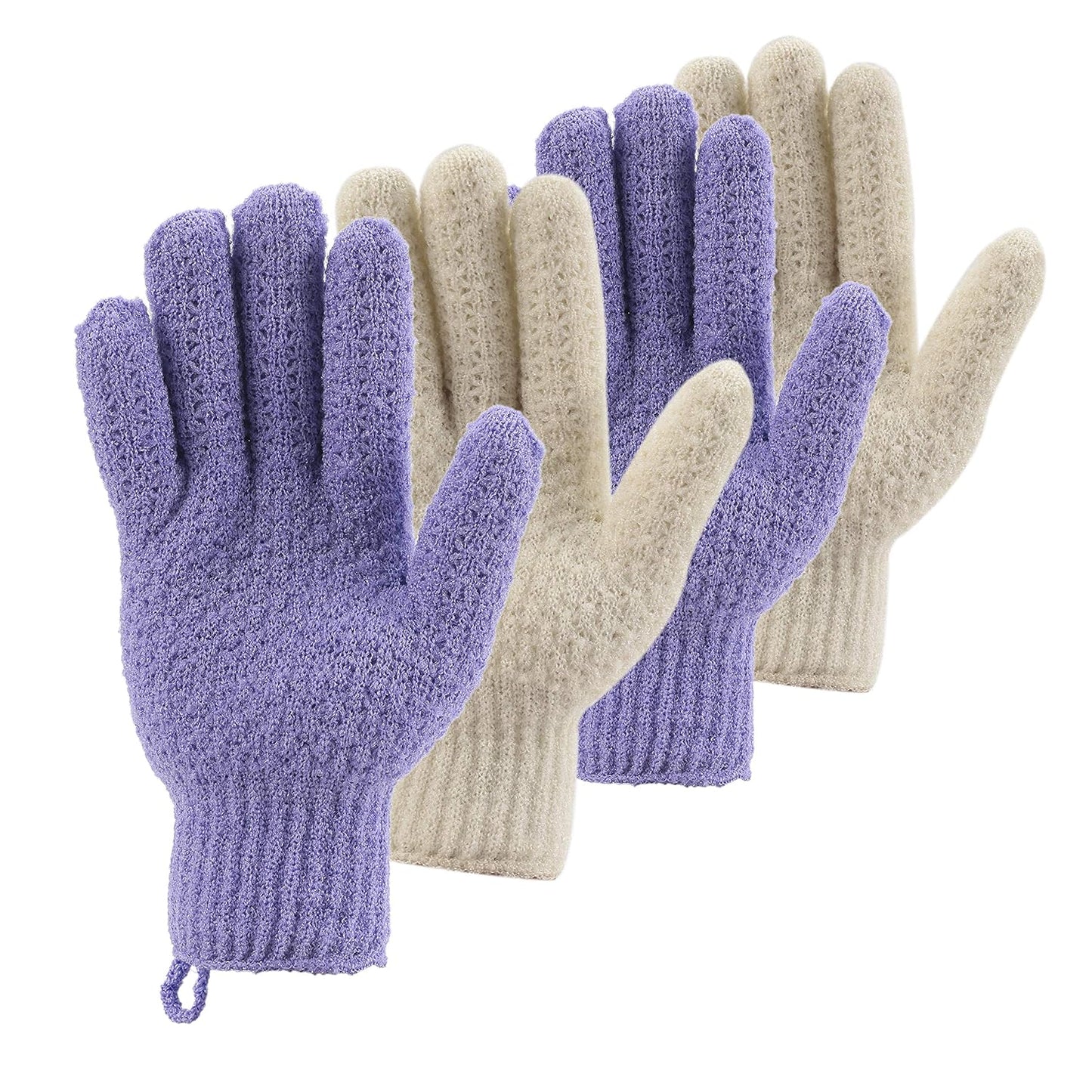 Bath Exfoliating Gloves Scrub - 4 pcs(2 pairs) Lengthened and Large Exfoliating Scrubbing Gloves