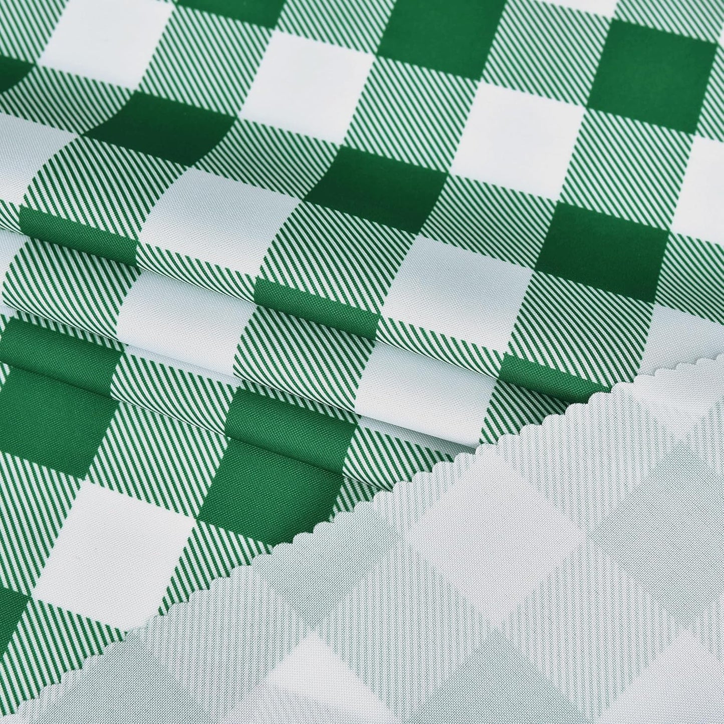 Waterproof Plaid Tablecloth Fabric - Round 58 Inch Classic Gingham Checker Table Cloth for