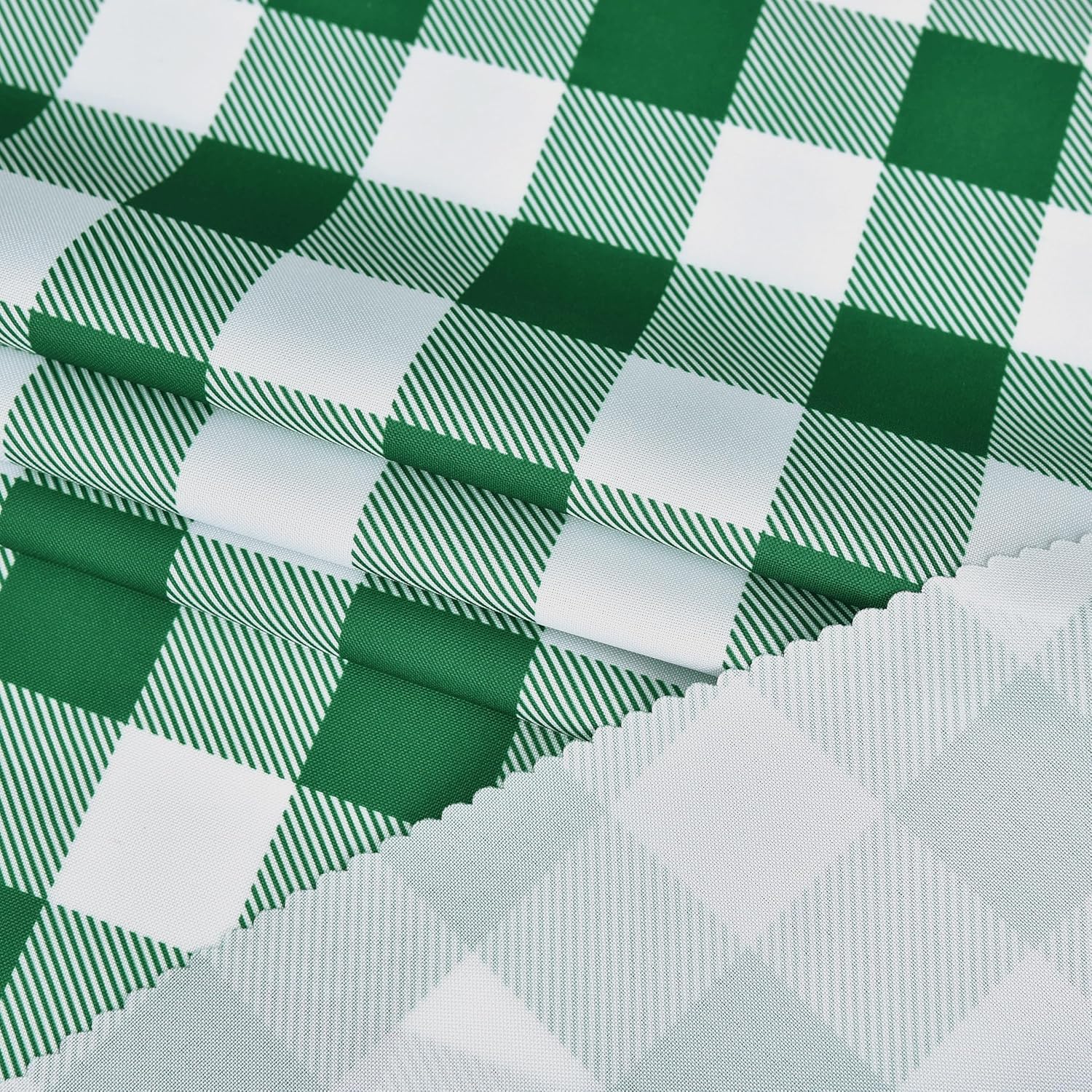 Waterproof Plaid Tablecloth Fabric - Round 58 Inch Classic Gingham Checker Table Cloth for