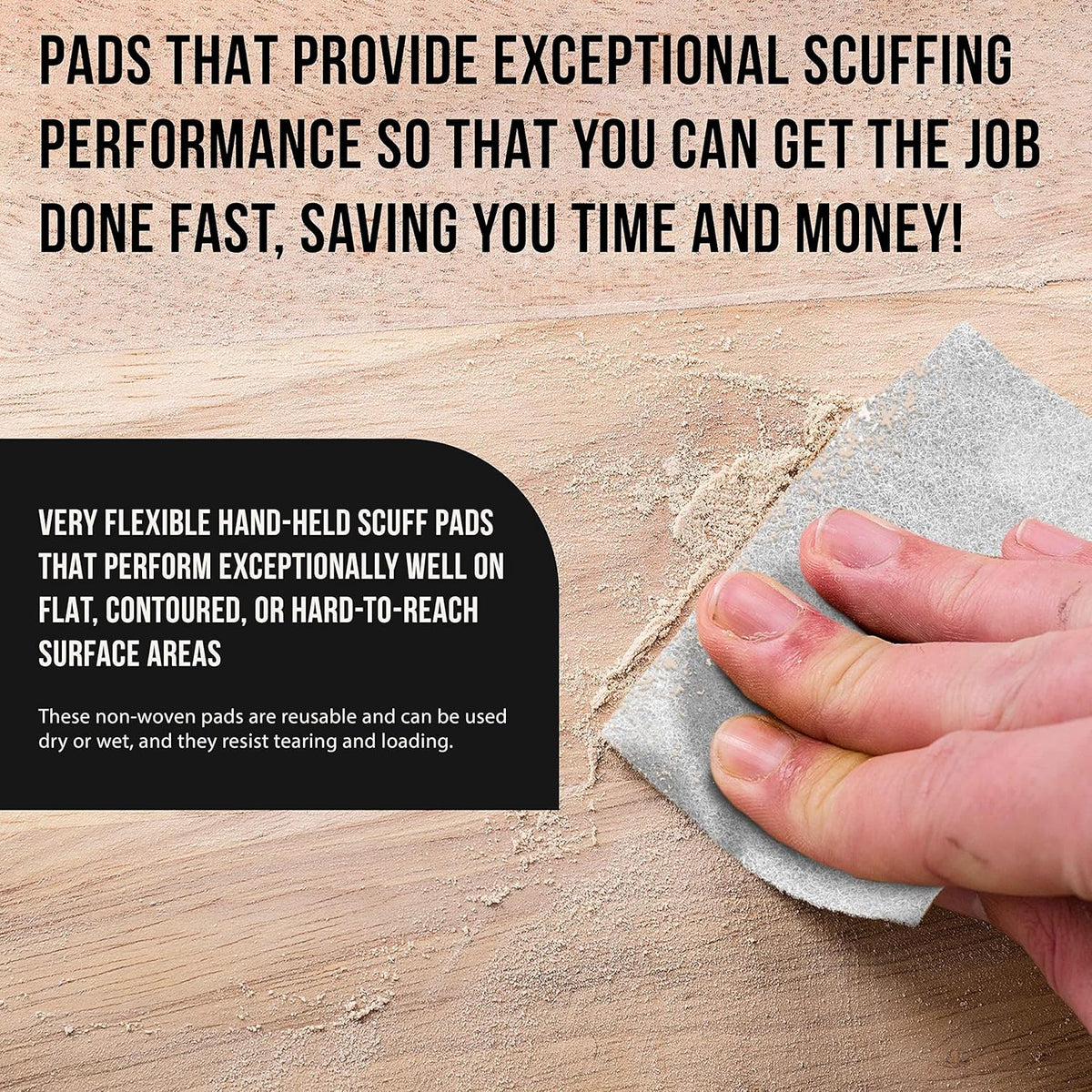 Dura-Gold Premium 6" x 9" White Light Duty Scuff Pads, Box of 10 - Final Scuffing, Scouring