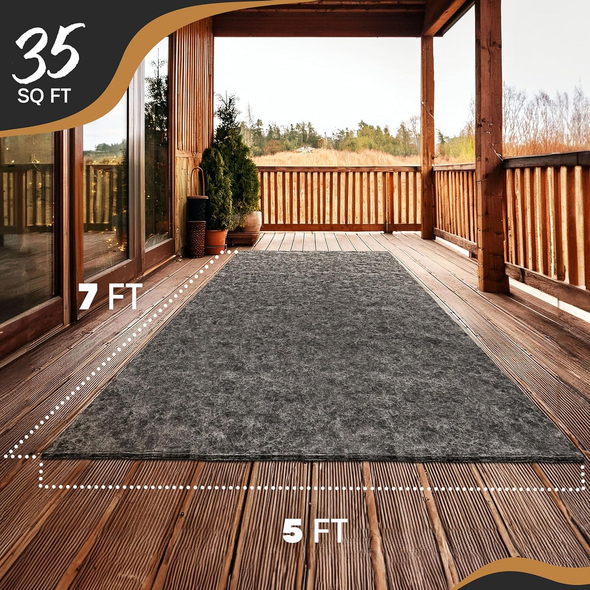 Nevlers 5'x7' Felt TPO Non Slip Rug Pad | 1/4" Thick Rug Cushion | Anti Slip Grips for Hardwood