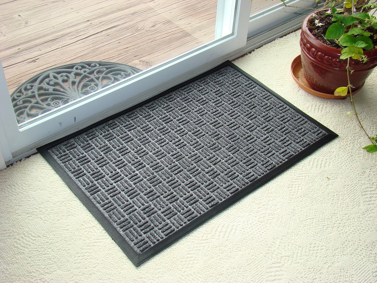 Kempf Water Retainer Entrance Mat, Indoor Outdoor Rubber Rug, Moisture Trapping, Absorbent Mat, 2