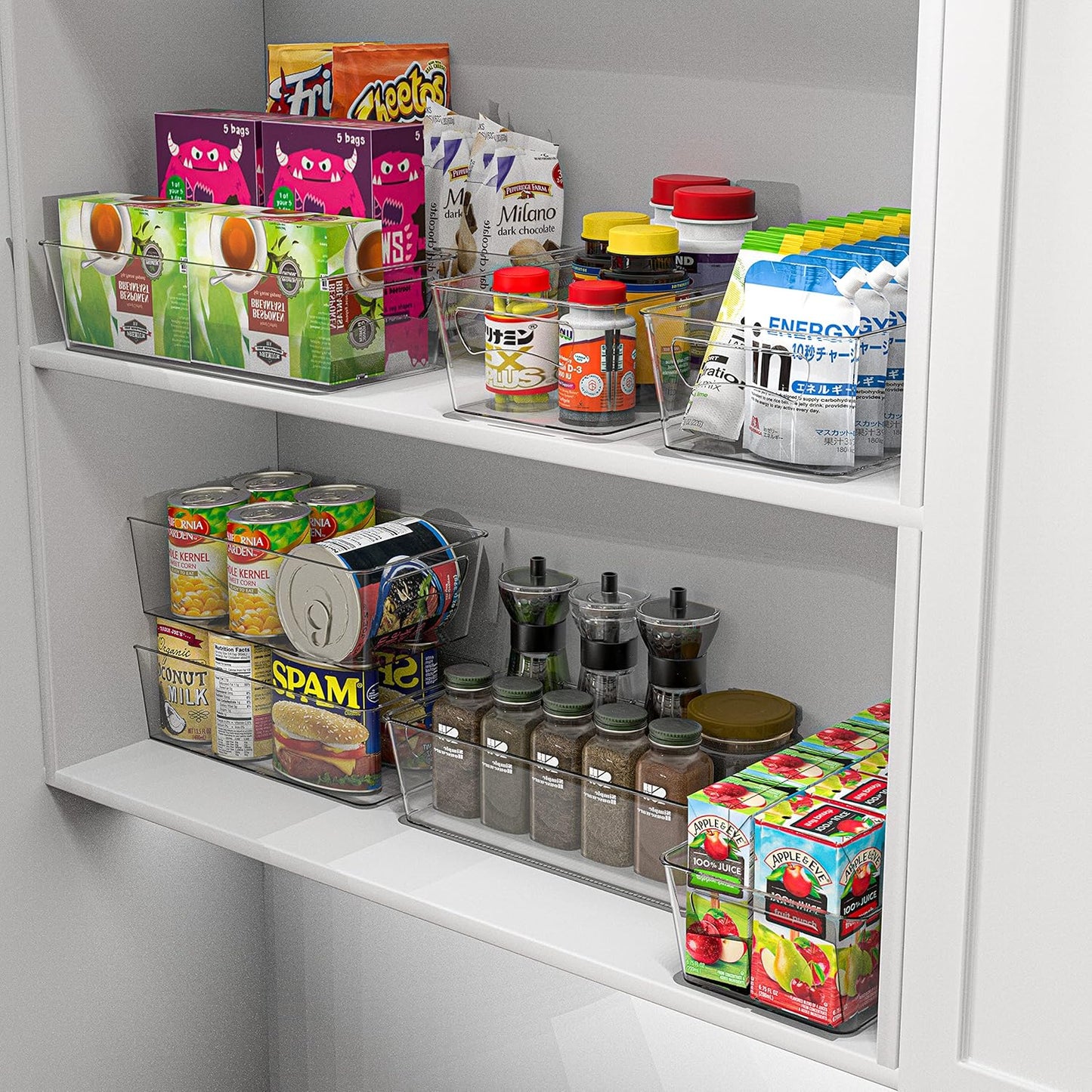 Simple Houseware Clear Storage Bins Organizer for Freezer / Fridge / Pantry, 12'' x 6.2'' x 3.4''
