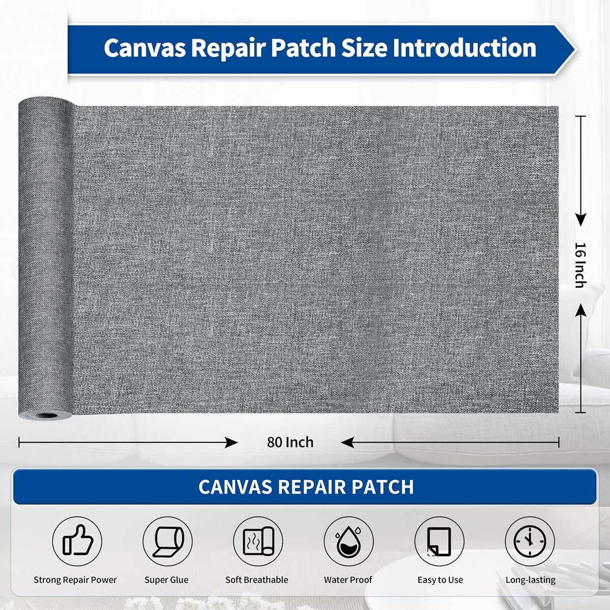 KING MOUNTAIN Linen Repair Patches, Self-Adhesive Linen Fabric Patches, 16X80 inch Extra Size