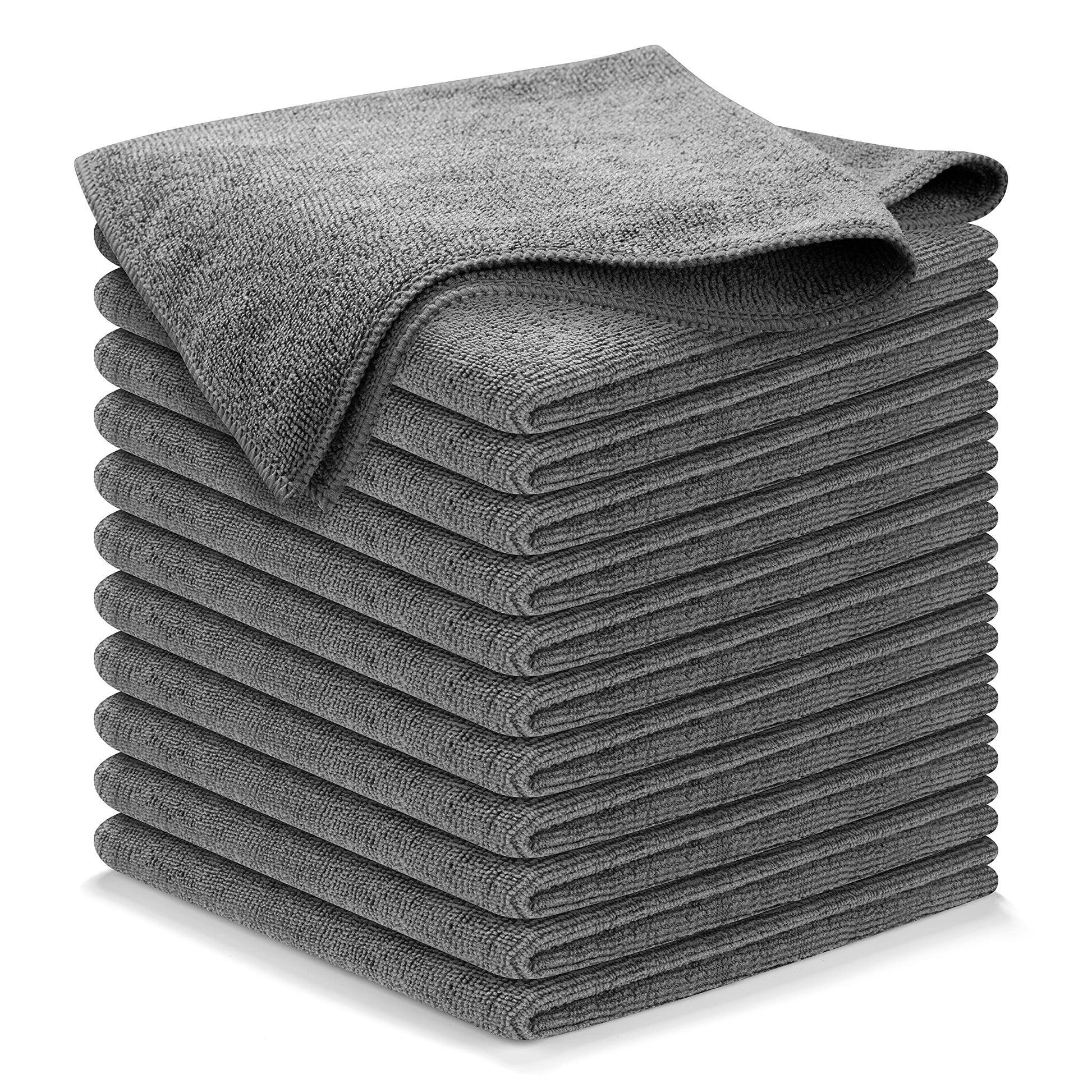USANOOKS Microfiber Cleaning Cloth Grey - 12 Pcs (12.5"x12.5") - High Performance - 1200 Washes