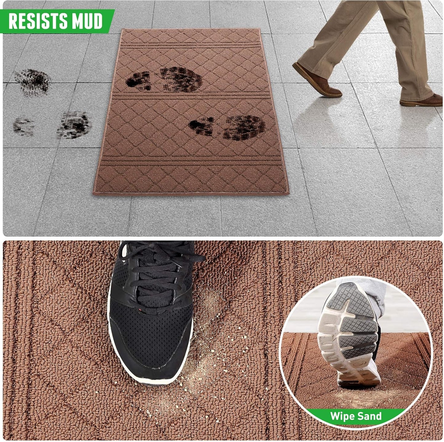 REFETONE Indoor Doormat, Front Back Door Mat 24"x36" Rubber Backing Non Slip Mats, Absorbent Resist