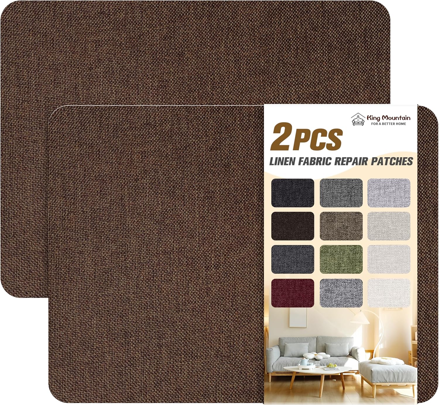 KING MOUNTAIN Coarse Linen Repair Patches, Self-Adhesive Linen Fabric Patches, 8X11 inch 2 PCS