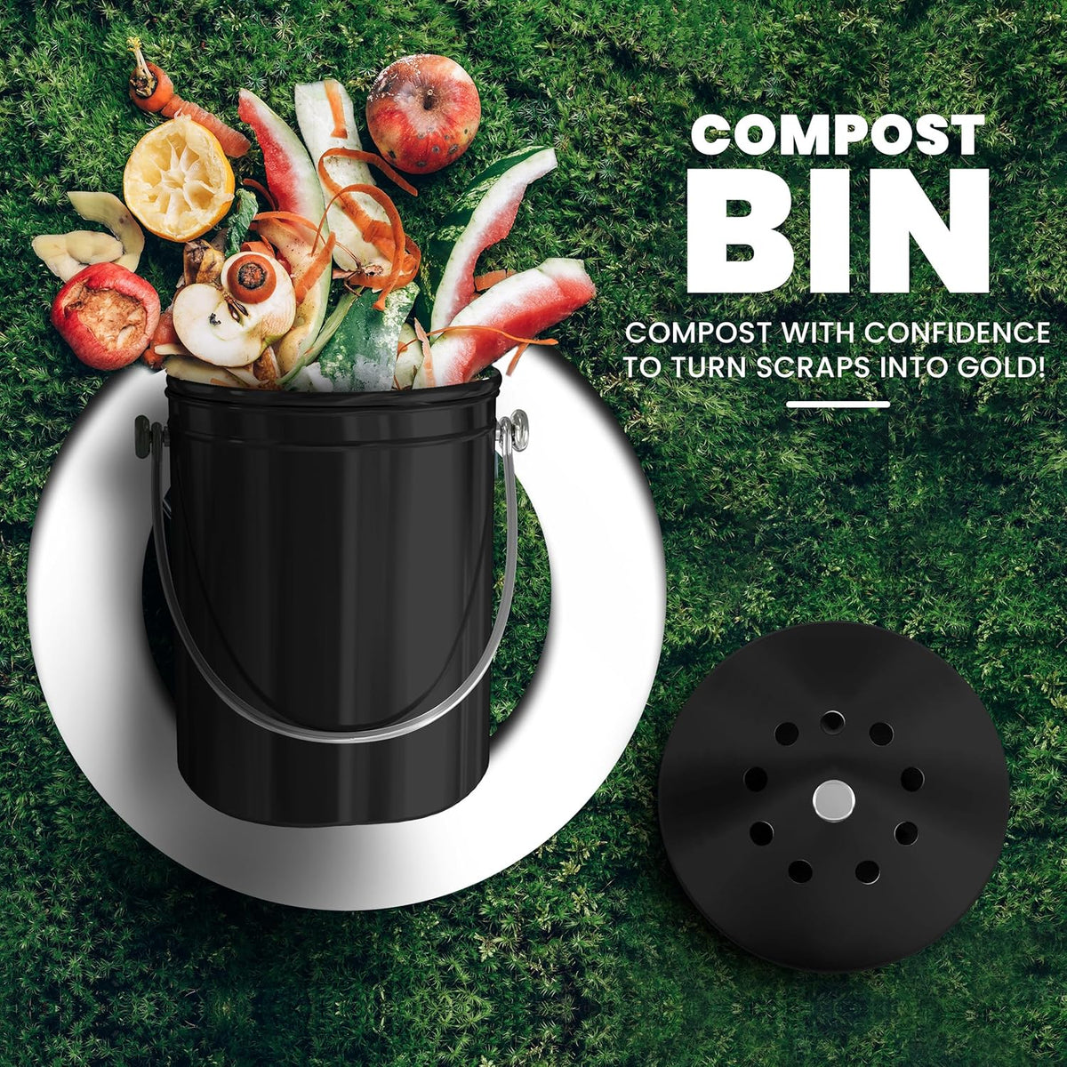 Utopia Kitchen Compost Bin for Kitchen Countertop, 1 Gallon Compost Bucket for Kitchen with Lid