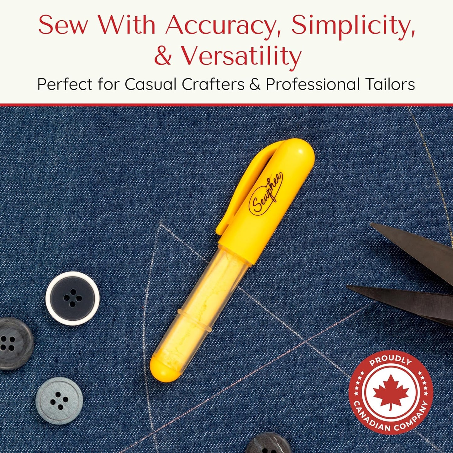 Fabric Markers for Sewing ??Ergonomic Tailors Chalk Pen with Improved Dosing Wheel for Sharp Lines