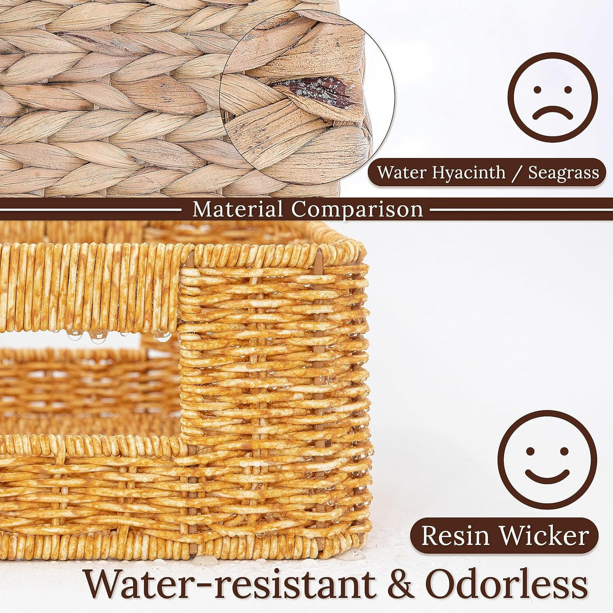 Baskets for Organizing, Undershelf Wicker Storage, Hand Woven Organizer for Closet Organization