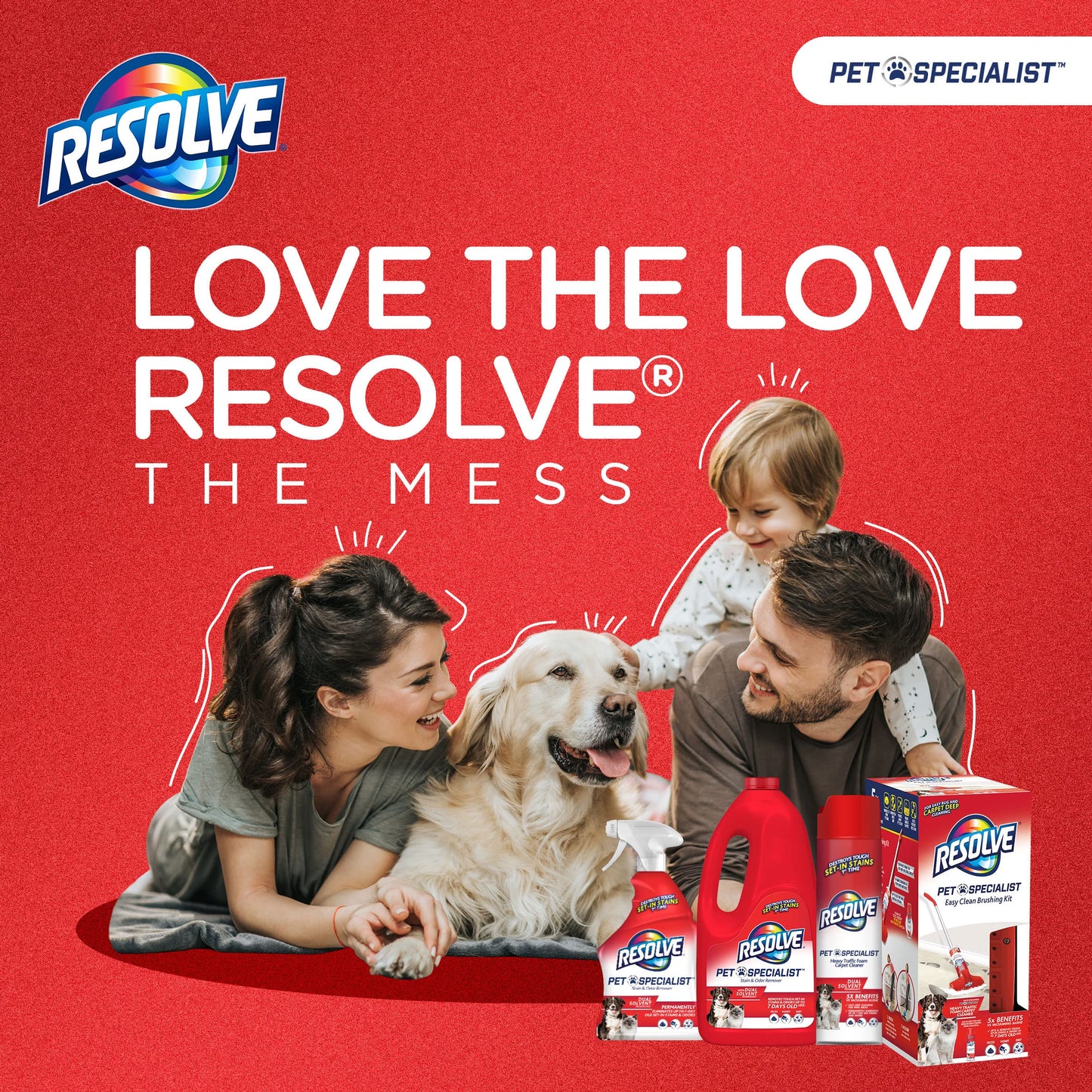 Resolve Pet Specialist Heavy Traffic Foam Carpet Cleaner, Pet Stain & Odor Remover, 22 oz Cans, 2
