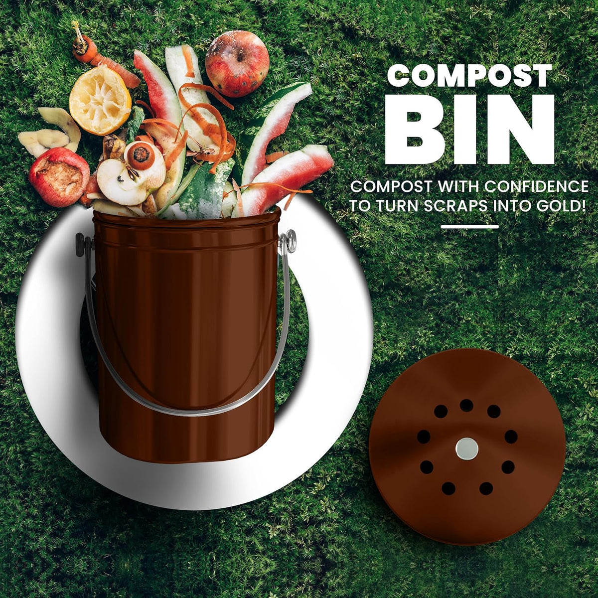 Utopia Kitchen Compost Bin for Kitchen Countertop, 1.3 Gallon Compost Bin for Kitchen with Lid