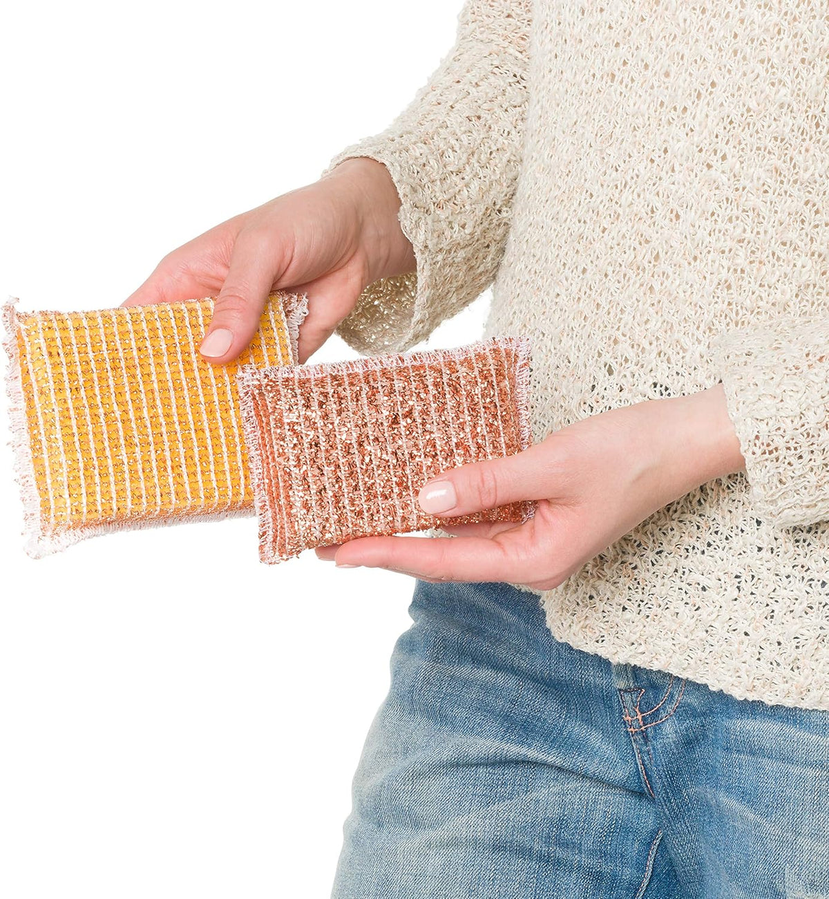 REDECKER Kitchen Woven Copper Sponge, 2-Piece - Abrasive Scrubber, Cleans Stainless Steel