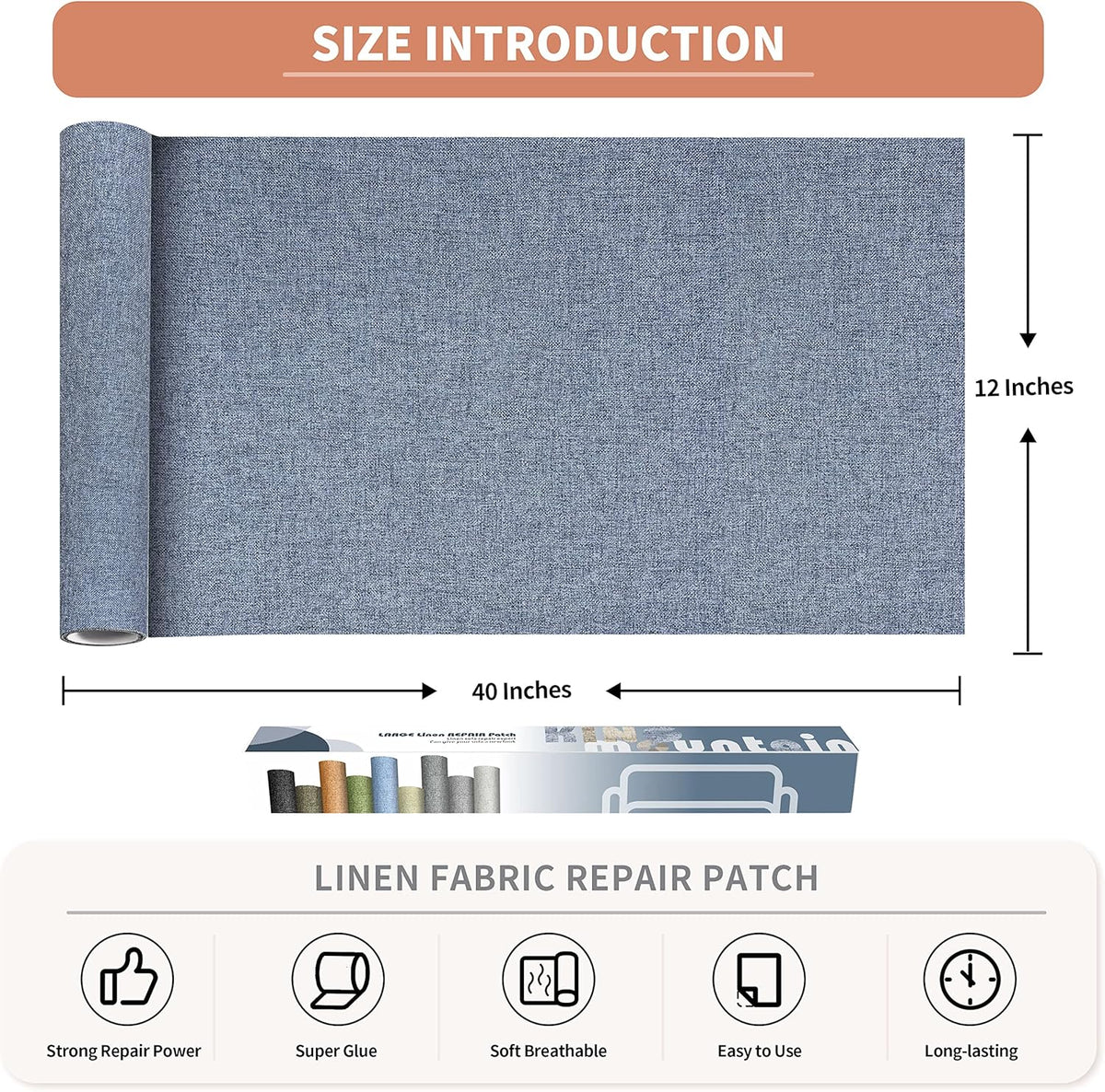 Fine Linen Repair Patches, Self-Adhesive Linen Fabric Patches, 12X40 inch Extra Size, Multi Color