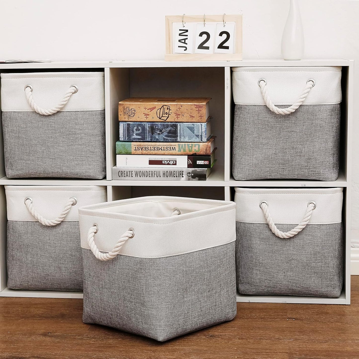 Cube Storage Bins, Collapsible Fabric Cube Storage Bin, 11 Inch Cube Storage Bins with Handles