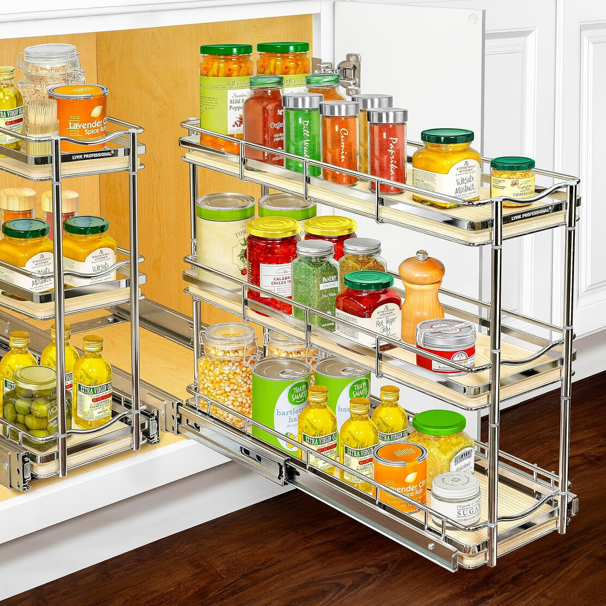LYNK PROFESSIONAL® Élite™ Pull Out Spice Rack Organizer for Inside Kitchen Cabinets - 6"x21"
