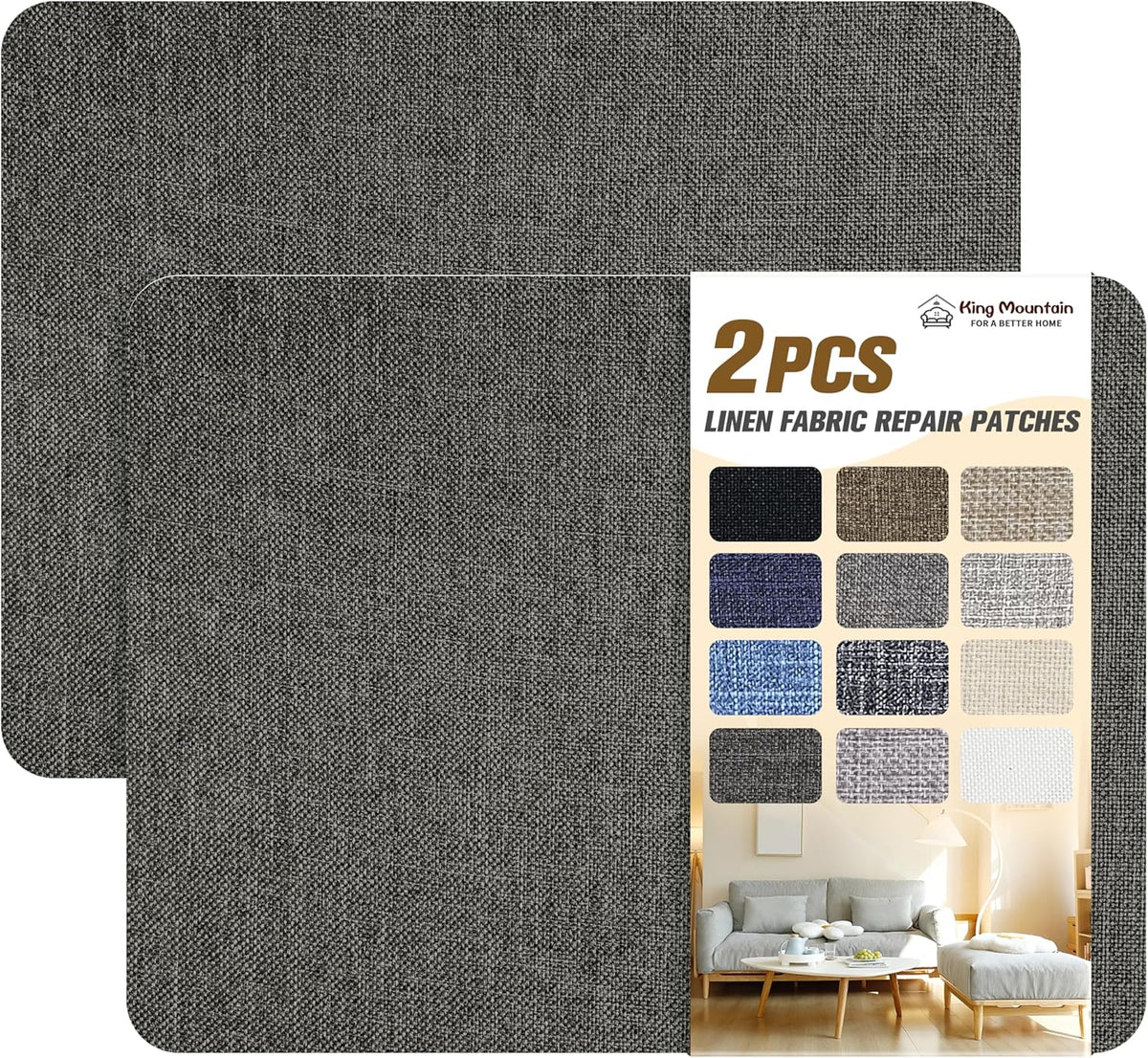 KING MOUNTAIN Fine Linen Repair Patches, Self-Adhesive Linen Fabric Patches, 8X11 inch 2 PCS, Multi