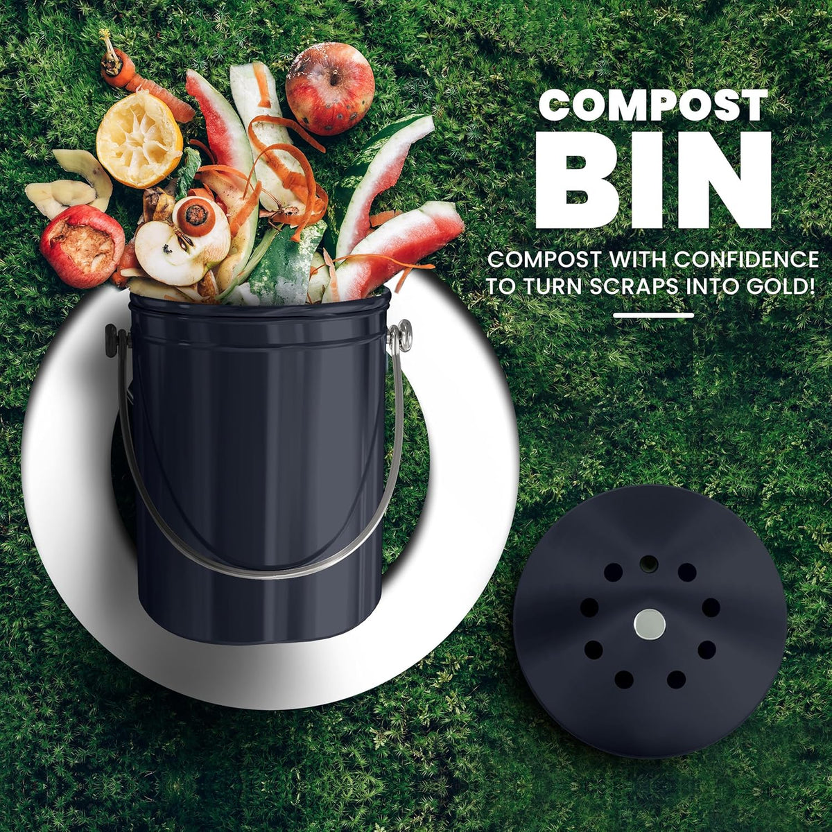 Utopia Kitchen Compost Bin for Kitchen Countertop, 1.3 Gallon Compost Bucket for Kitchen with Lid