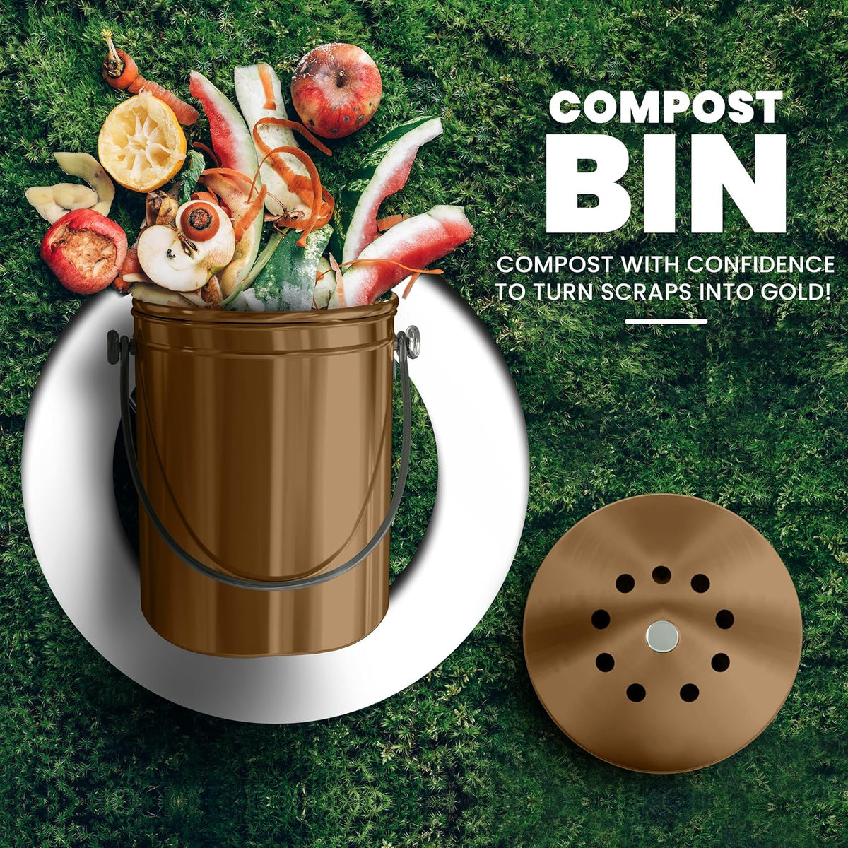 Utopia Kitchen Compost Bin for Kitchen Countertop, 1.3 Gallon Compost Bucket for Kitchen with Lid