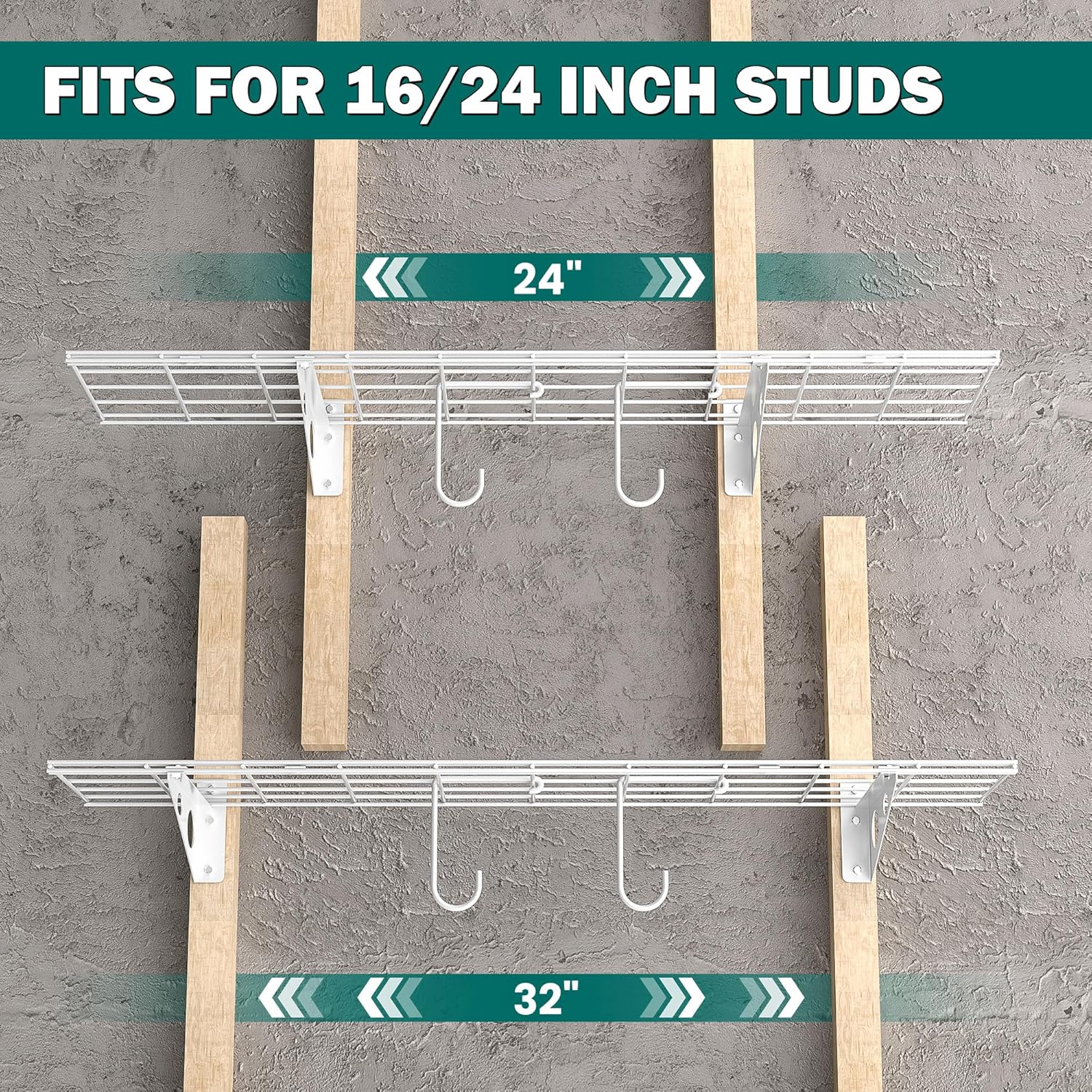 EVERHANGER Garage Wall Shelves, 12 X 48 Inch Wall Mounted Storage Shelves, Heavy Duty Metal