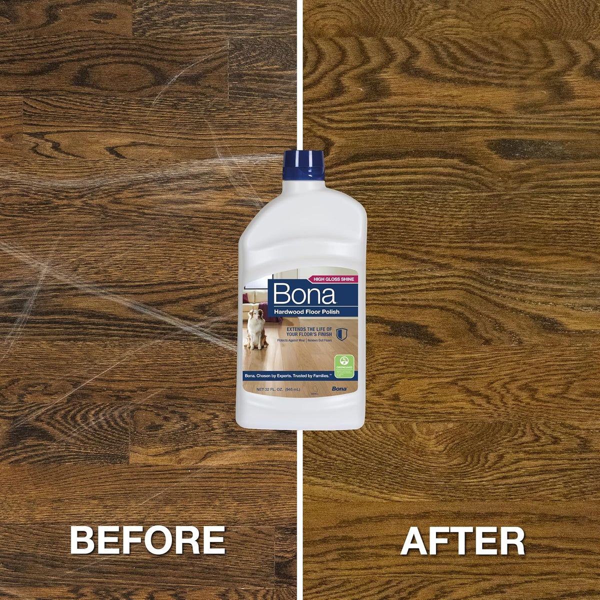 Bona Hardwood Floor Polish - 32 fl oz - High Gloss Shine - Polish for Wood Floors - Protects and