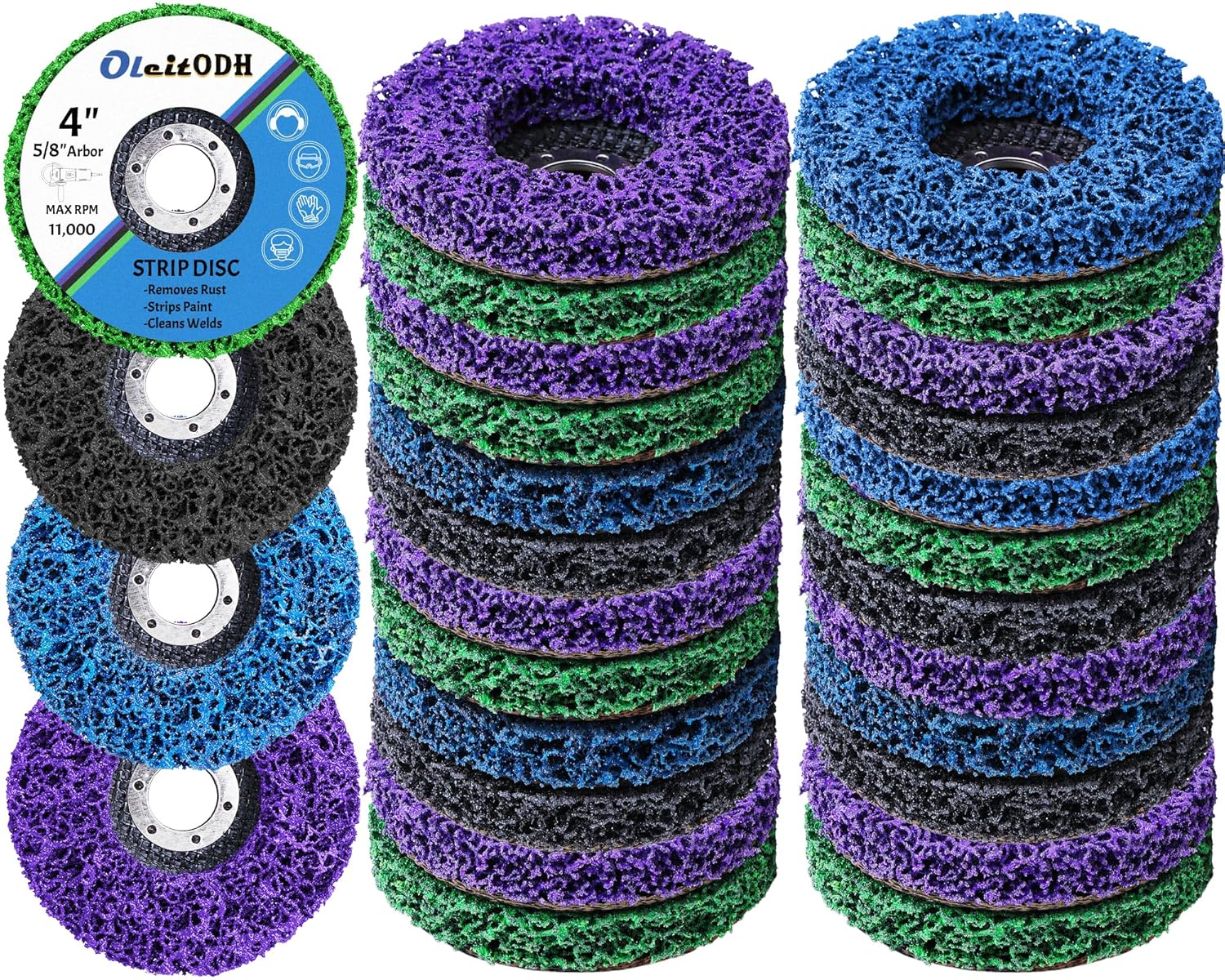 20 Pcs 4" x 5/8" Strip Discs Bulk, Paint Stripping and Rust Removal Wheels for Angle Grinders