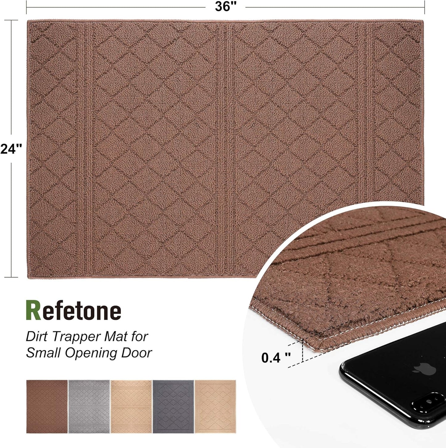REFETONE Indoor Doormat, Front Back Door Mat 24"x36" Rubber Backing Non Slip Mats, Absorbent Resist