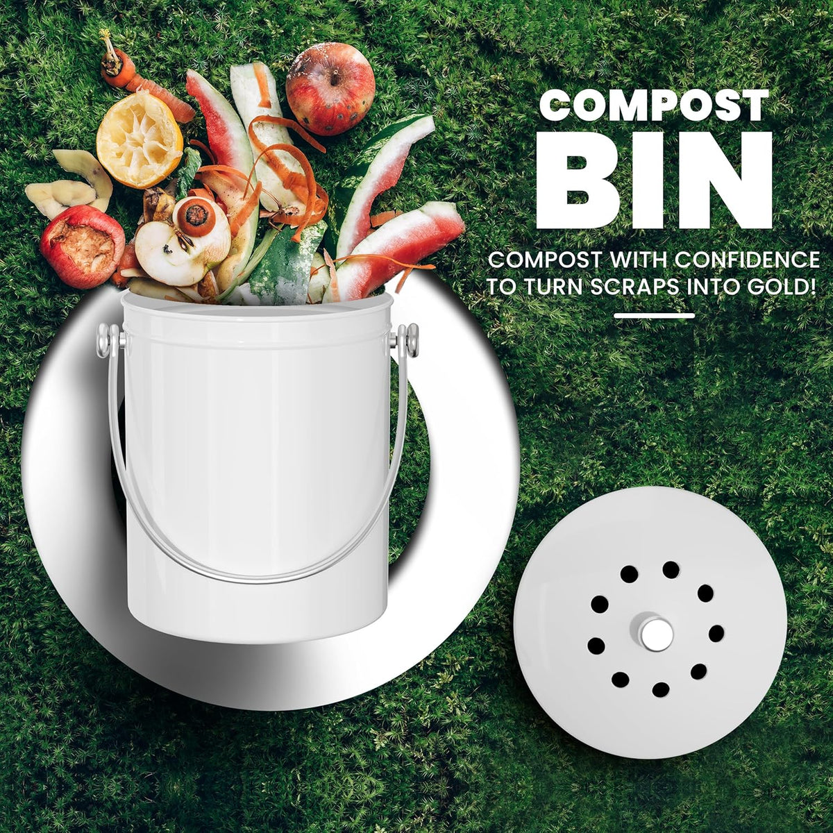 Utopia Kitchen Compost Bin for Kitchen Countertop, 1.3 Gallon Compost Bucket for Kitchen with Lid