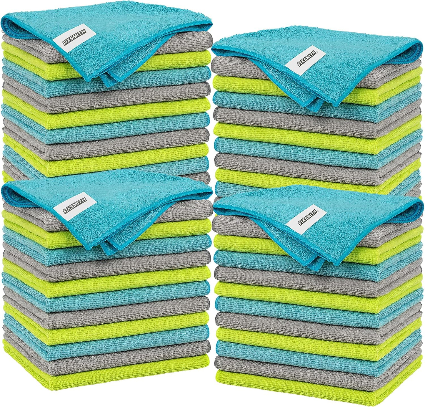 FIXSMITH Microfiber Cleaning Cloth - Pack of 48, Multi-Functional Cleaning Towels, Size: 12 x 16