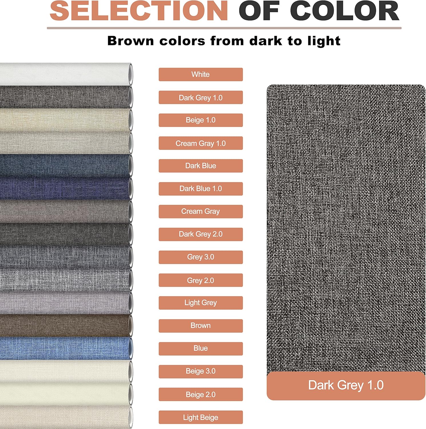 KING MOUNTAIN Coarse Linen Repair Patches, Self-Adhesive, 12x40 Inch, Dark Grey, Polyester