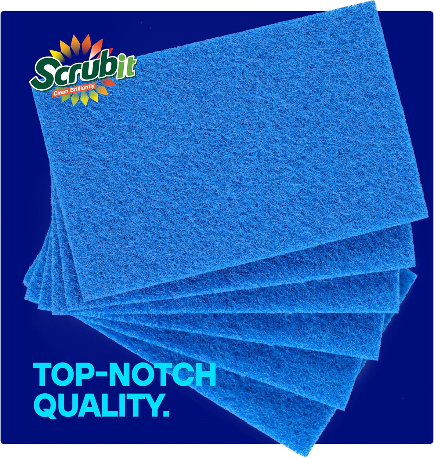 SCRUBIT 50 Pack Scouring Pad - Heavy Duty Scrub Pads for Cleaning Dishes - Non-Scratch Reusable