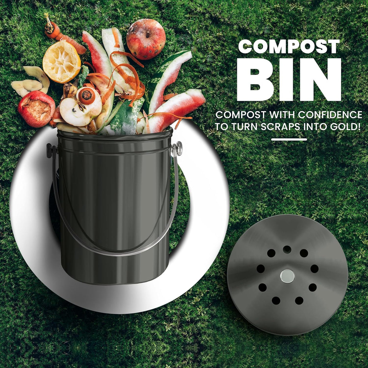 Utopia Kitchen Compost Bin for Kitchen Countertop, 1.3 Gallon Compost Bucket for Kitchen with Lid
