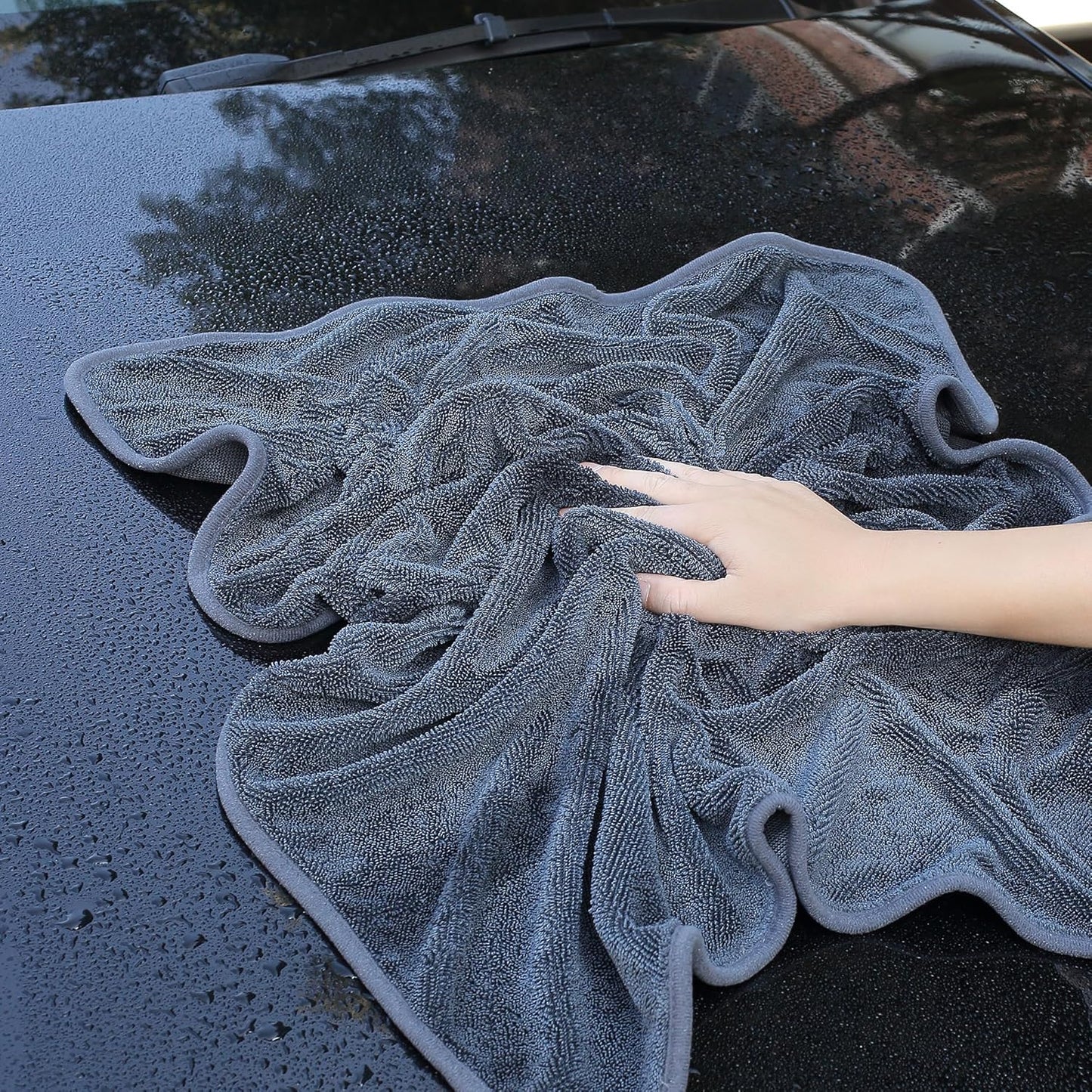 JOYMOOP Microfiber Towels for Cars, 63" x 29.5" Car Drying Towel, Dark Gray Reusable Car Towel