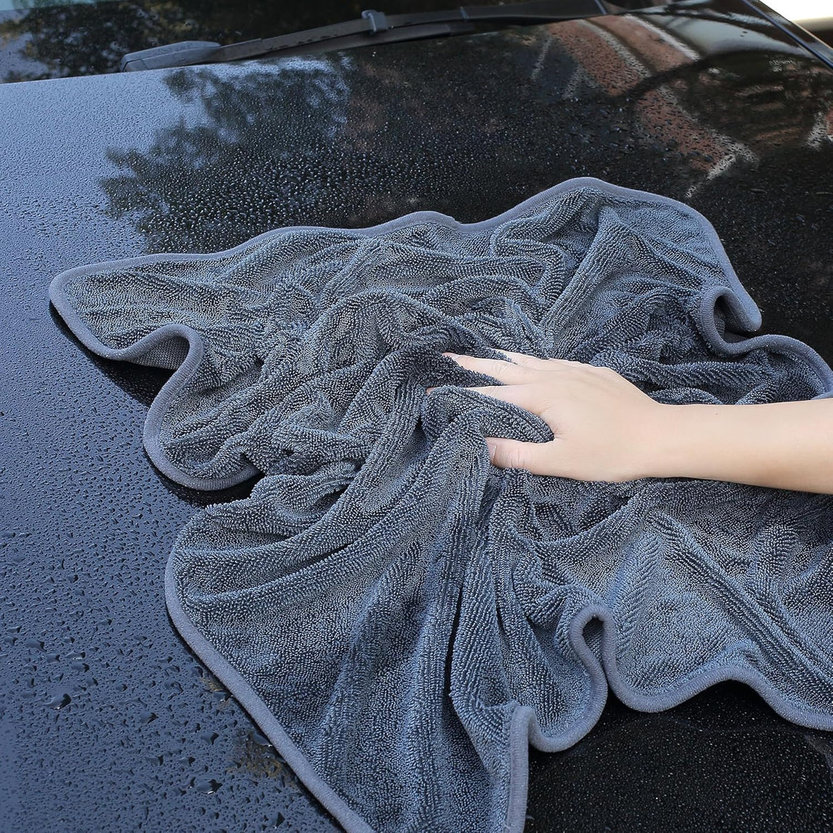 JOYMOOP Microfiber Towels for Cars, 2 Pack 63" x 29.5" Car Drying Towel, Dark Gray Reusable Car