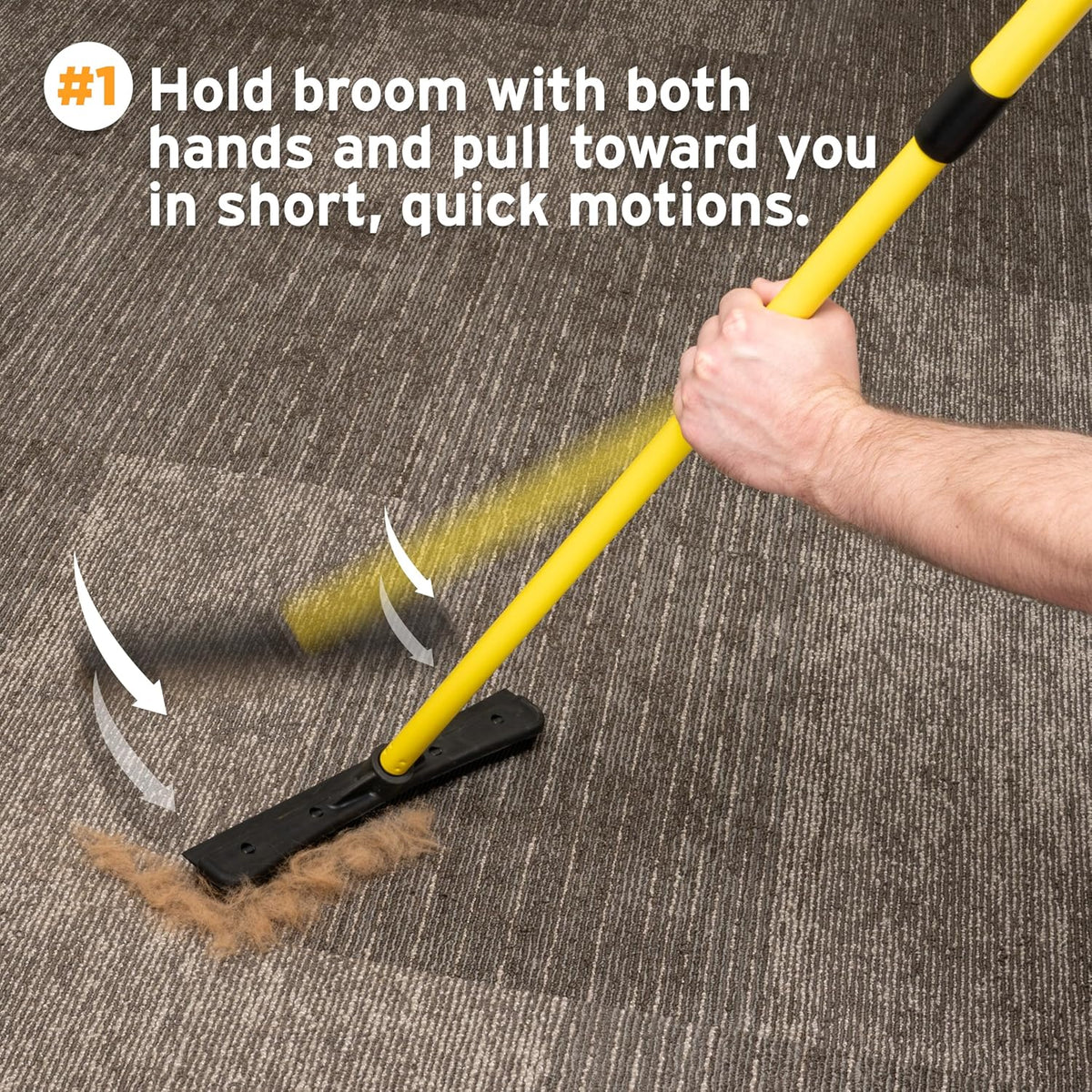 FURemover Original Pet Hair Rubber Broom with Squeegee, with 58” Telescopic Handle for Carpet, Tile