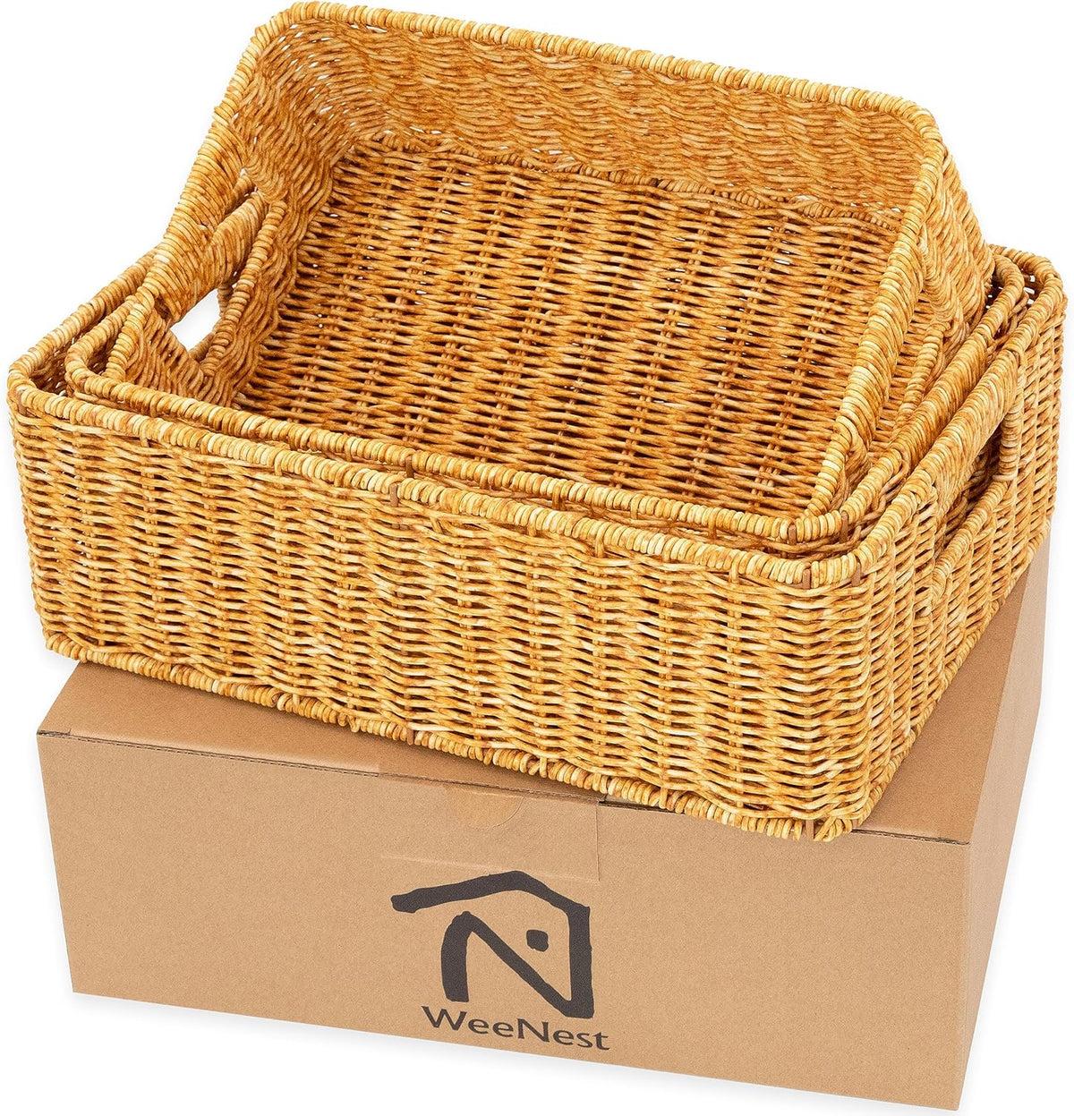 Baskets for Organizing, Undershelf Wicker Storage, Hand Woven Organizer for Closet Organization