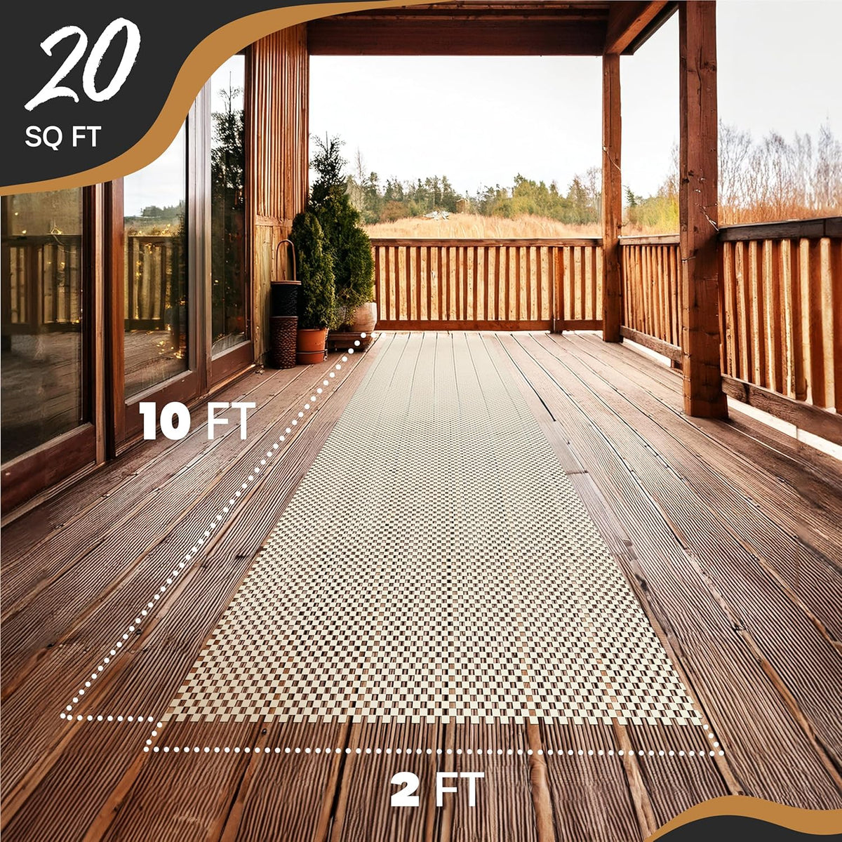 Nevlers 2 x 10 Ft Non Slip Rug Pad | Open Weave PVC Anti Skid Rug Gripper for Hardwood Floors &